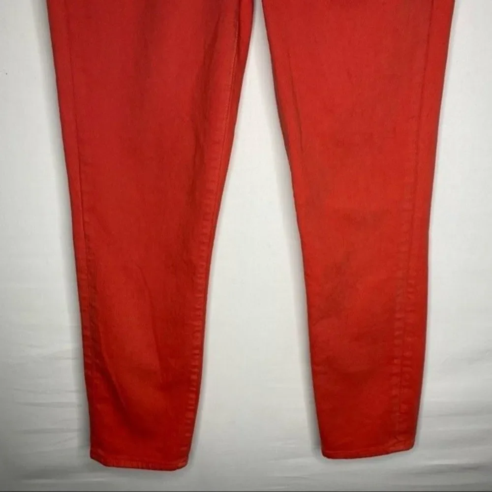 J Crew Pink Orange Denim Toothpick Ankle Skinny Jeans 27